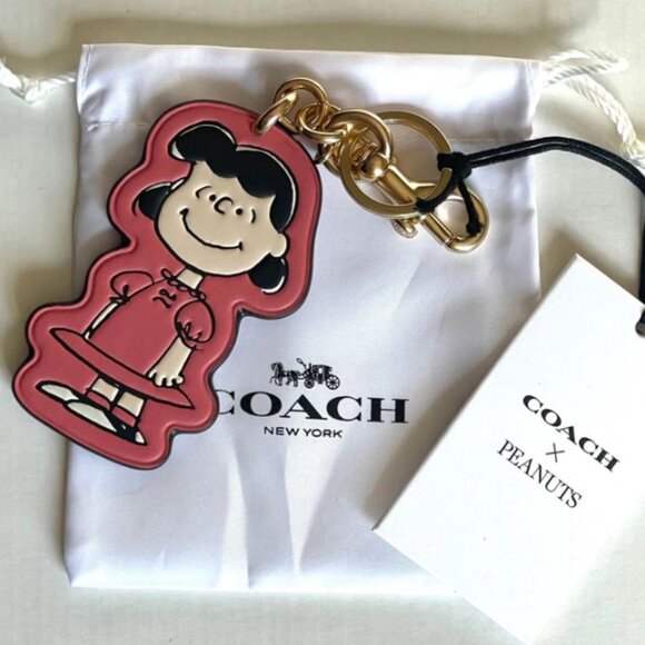 Coach x Peanuts Lucy Leather Bag Charm Keychain CBG58 Pink 2025 Anniversary - Picture 1 of 8